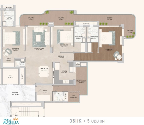 3BHK+S TN 3BHK+S Noble Aurellia